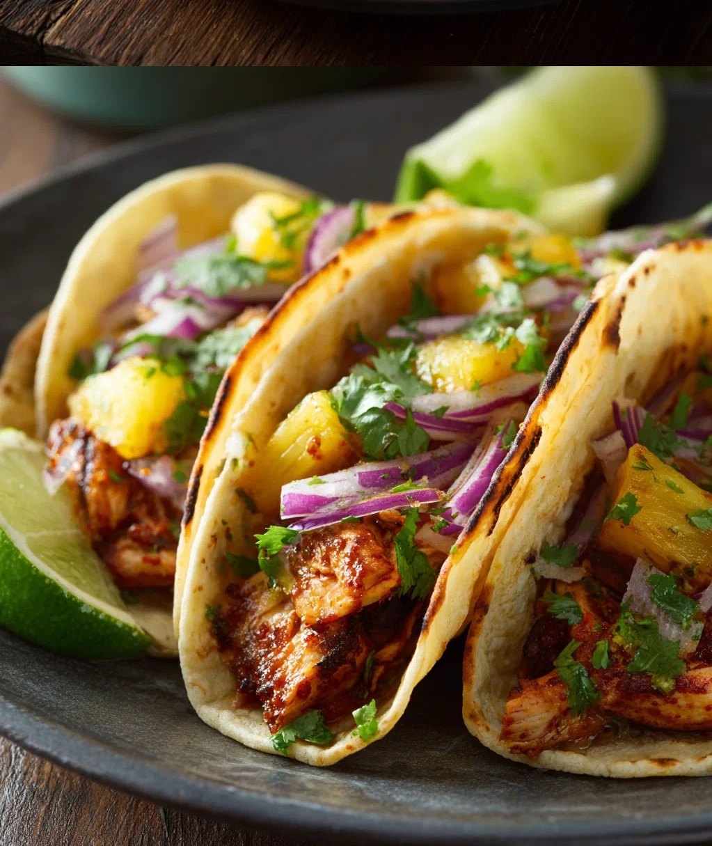 one pan chicken and pineapple tacos