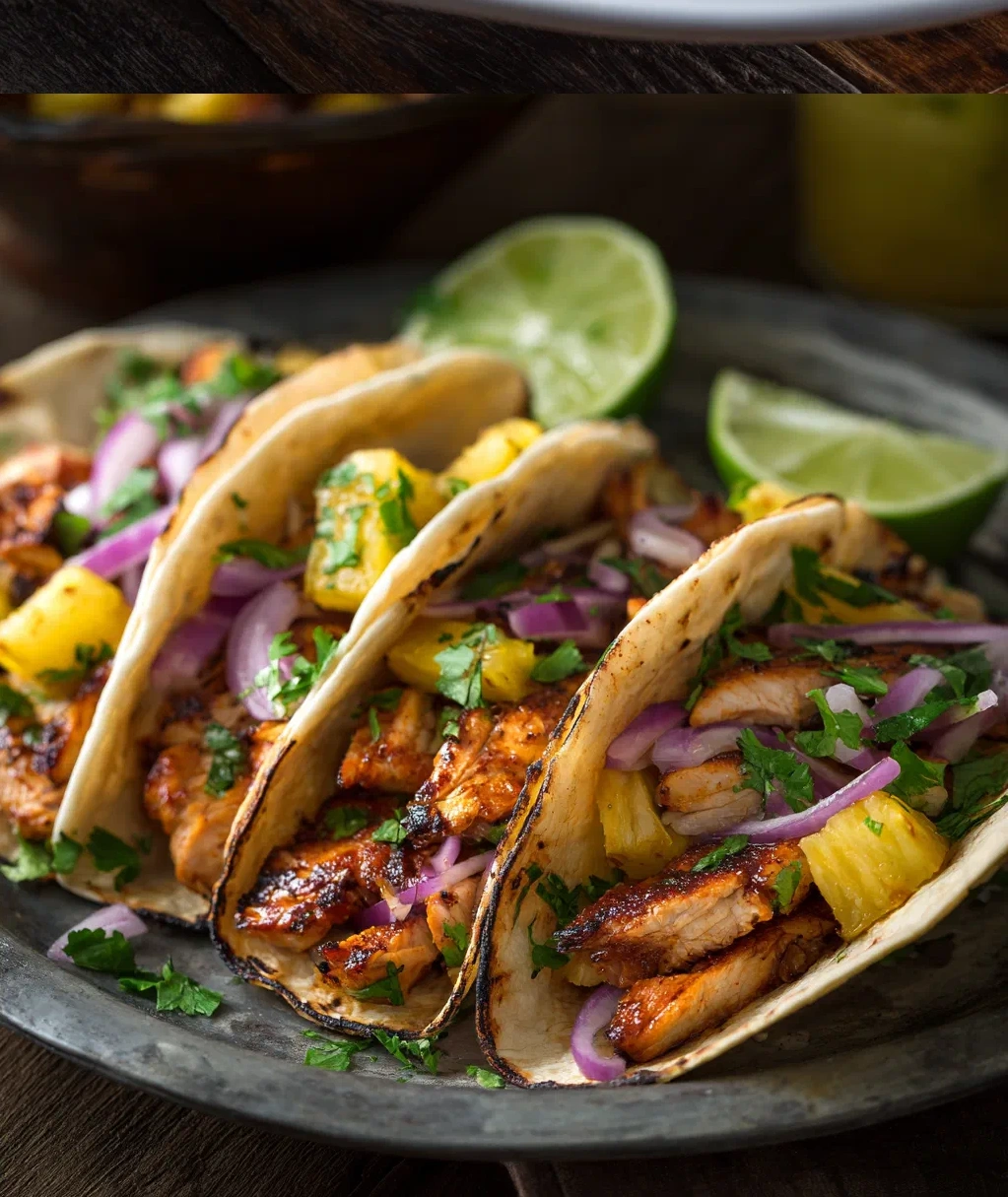 one pan chicken and pineapple tacos