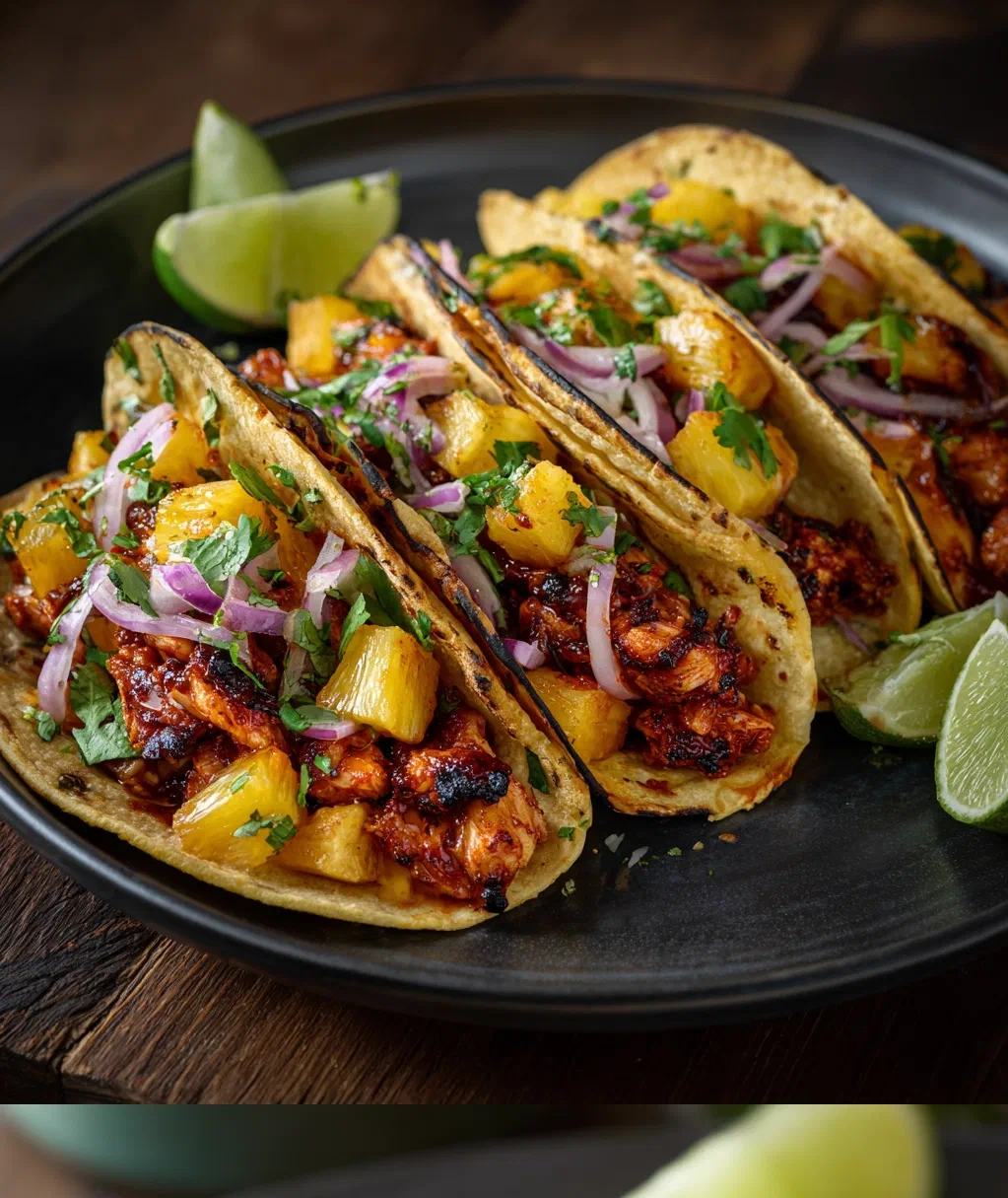 one pan chicken and pineapple tacos