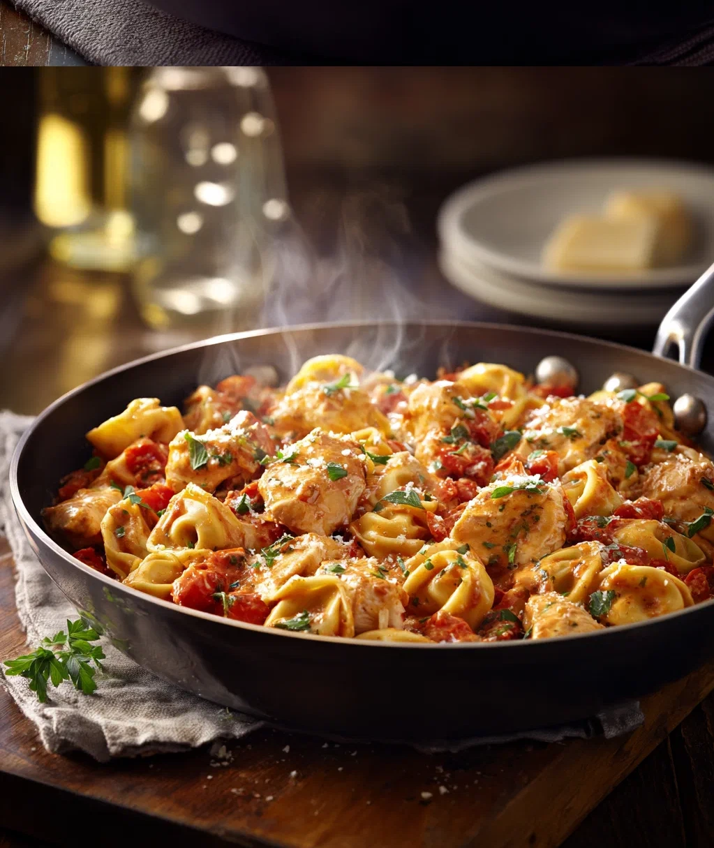 one pot spicy garlic butter chicken tortellini 2