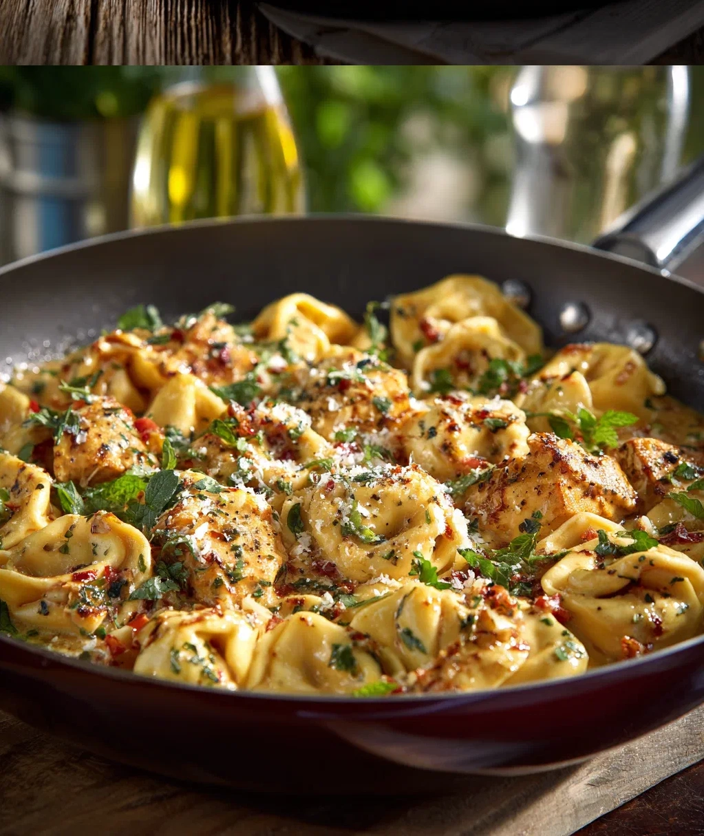one pot spicy garlic butter chicken tortellini 2