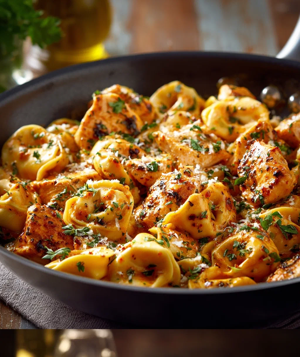 one pot spicy garlic butter chicken tortellini 2