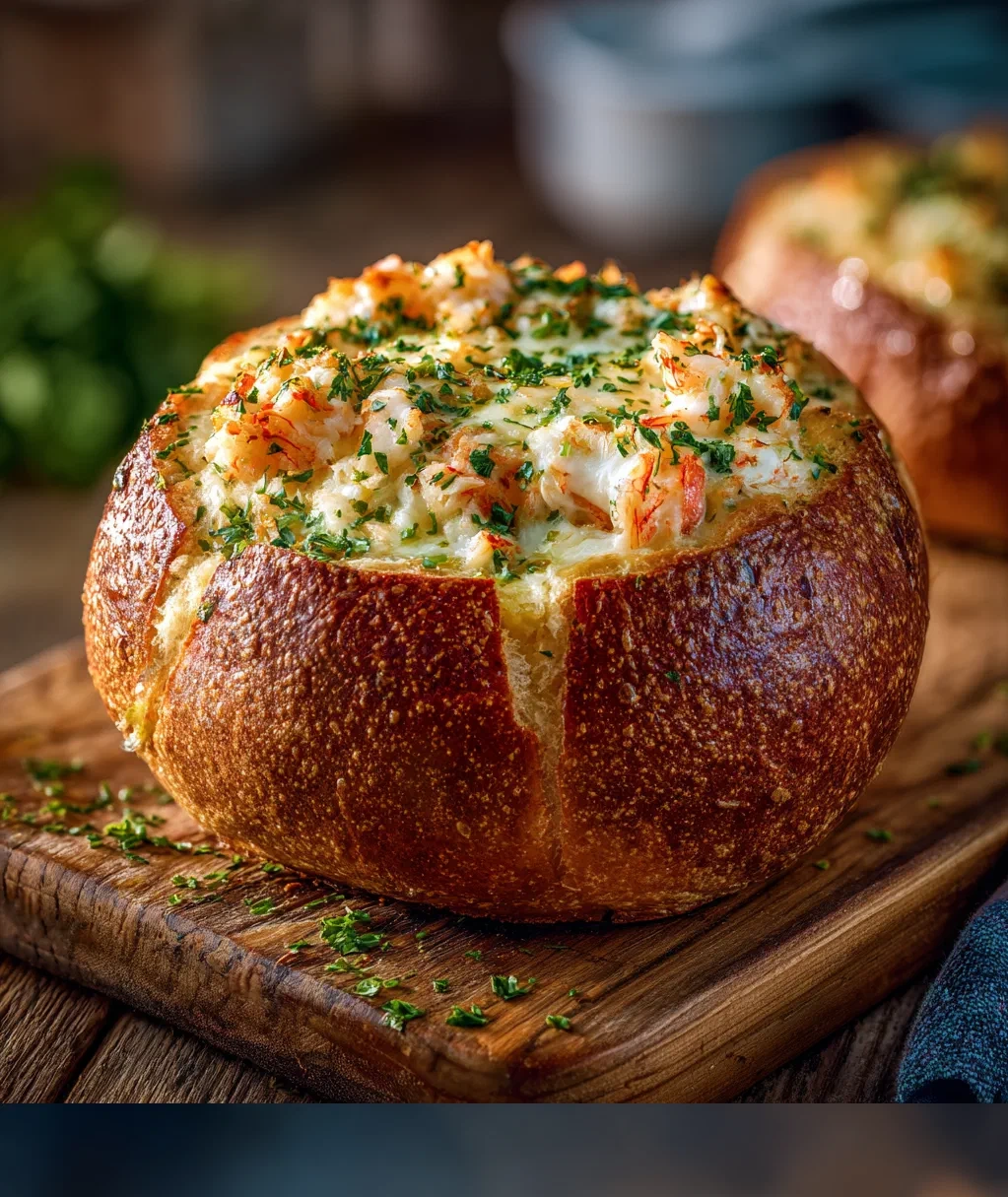 stuffed seafood bread bowl